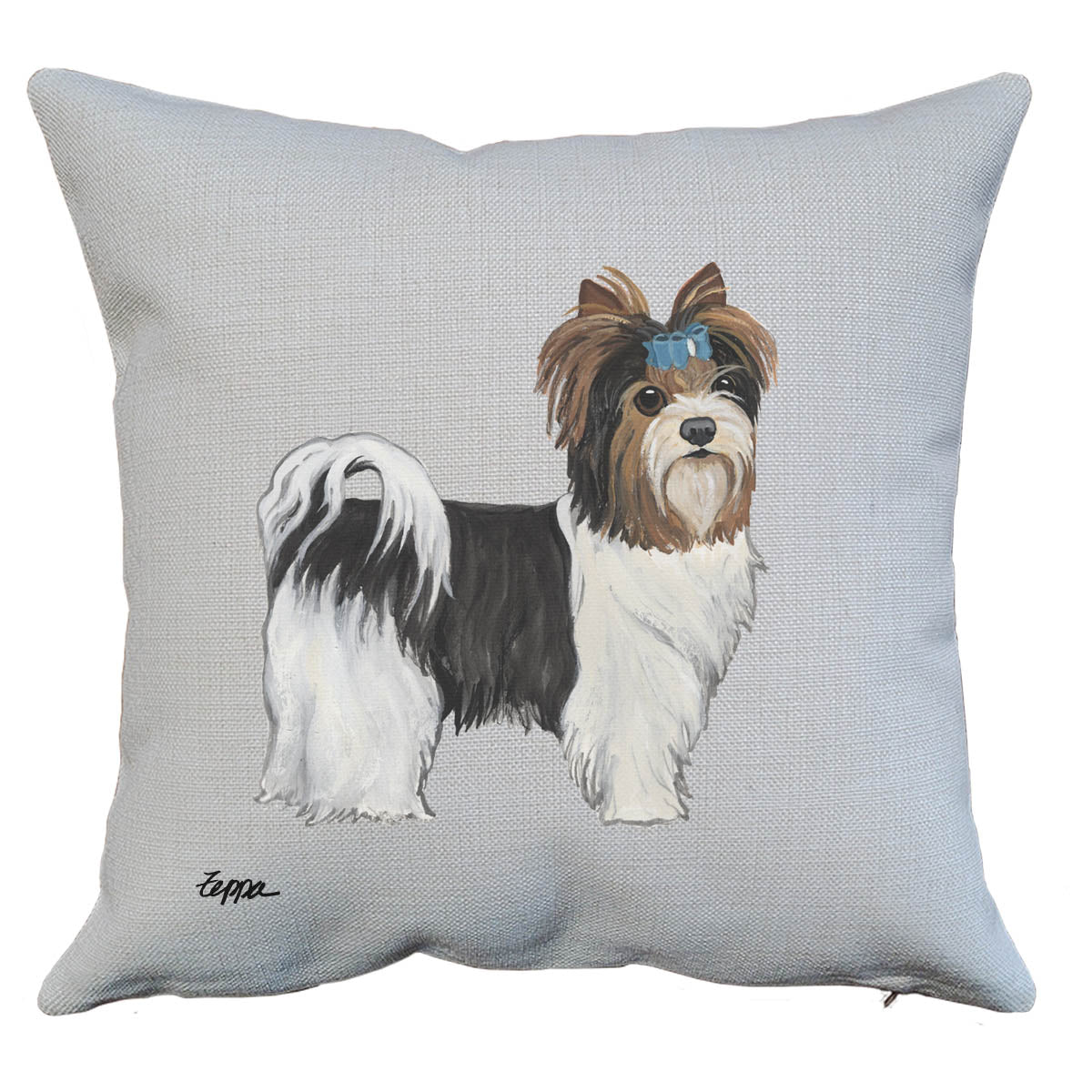 Biewer Terrier Puppy Clip Throw Pillow