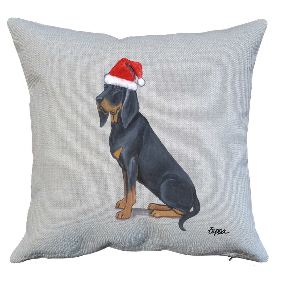 Black and Tan Coonhound Santa Pillow