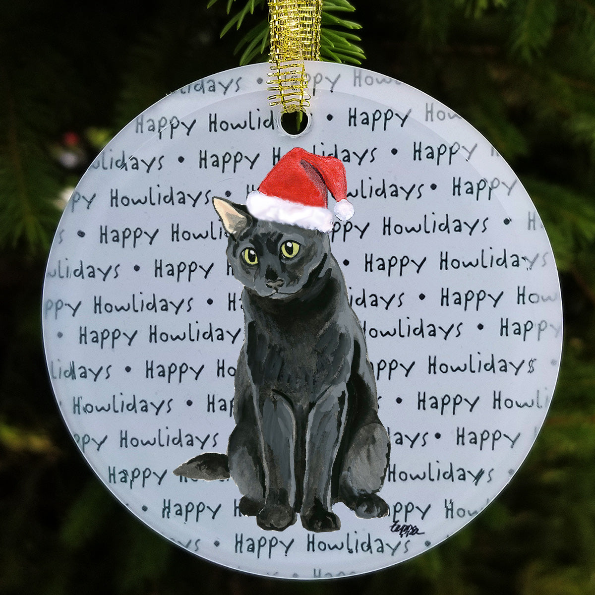 Black Cat Christmas Ornaments