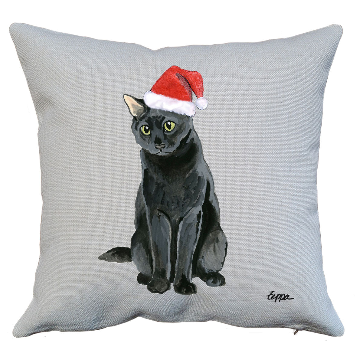 Black Cat Santa Pillow