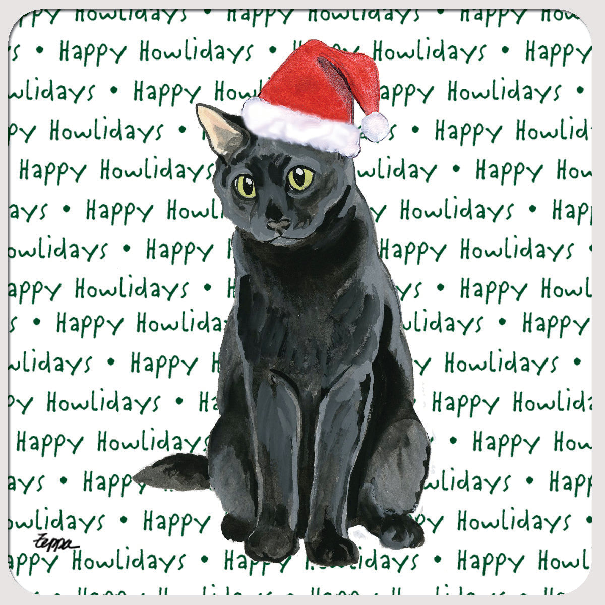 Black Cat Christmas Coasters