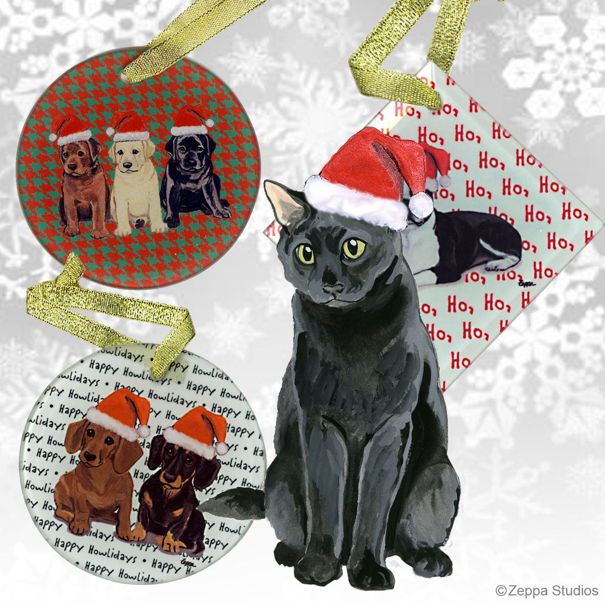 Black Cat Christmas Ornaments