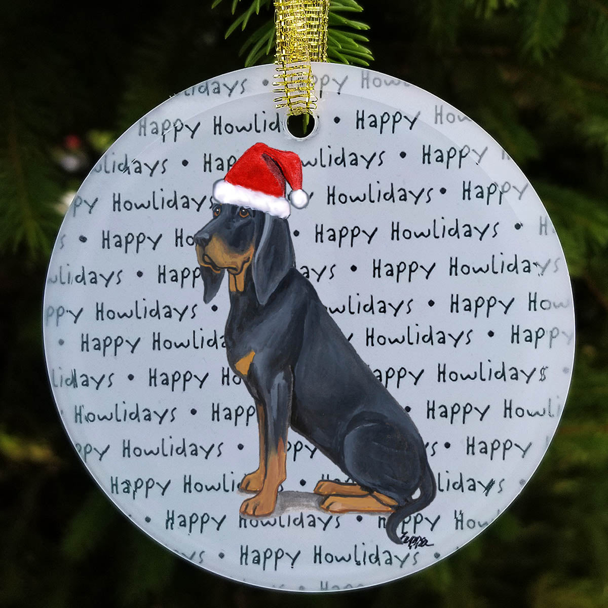 Black and Tan Coonhound Christmas Ornament