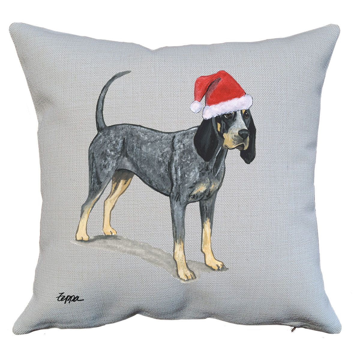 Bluetick Coonhound Santa PIllow
