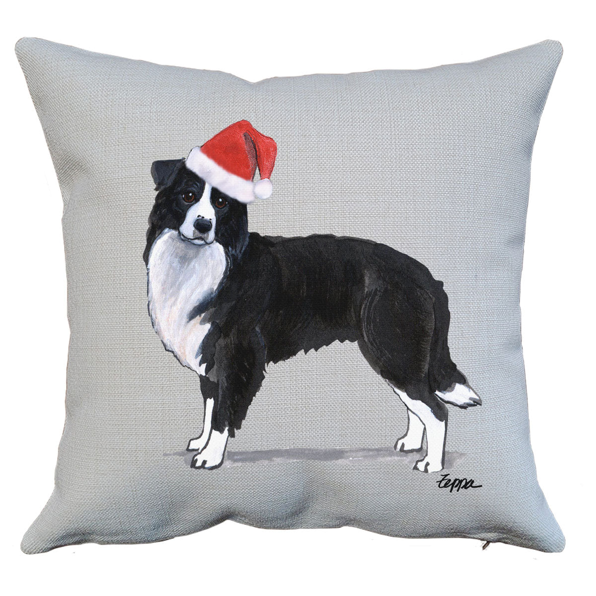 Border Collie Santa Pillow