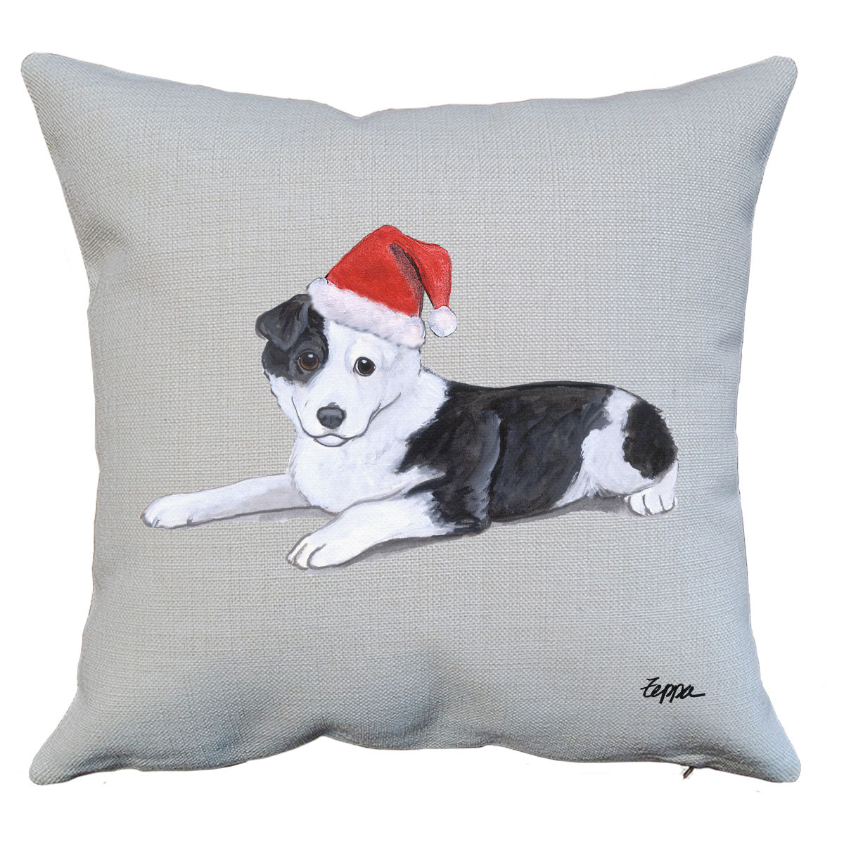 Border Collie Puppy Santa Pillow