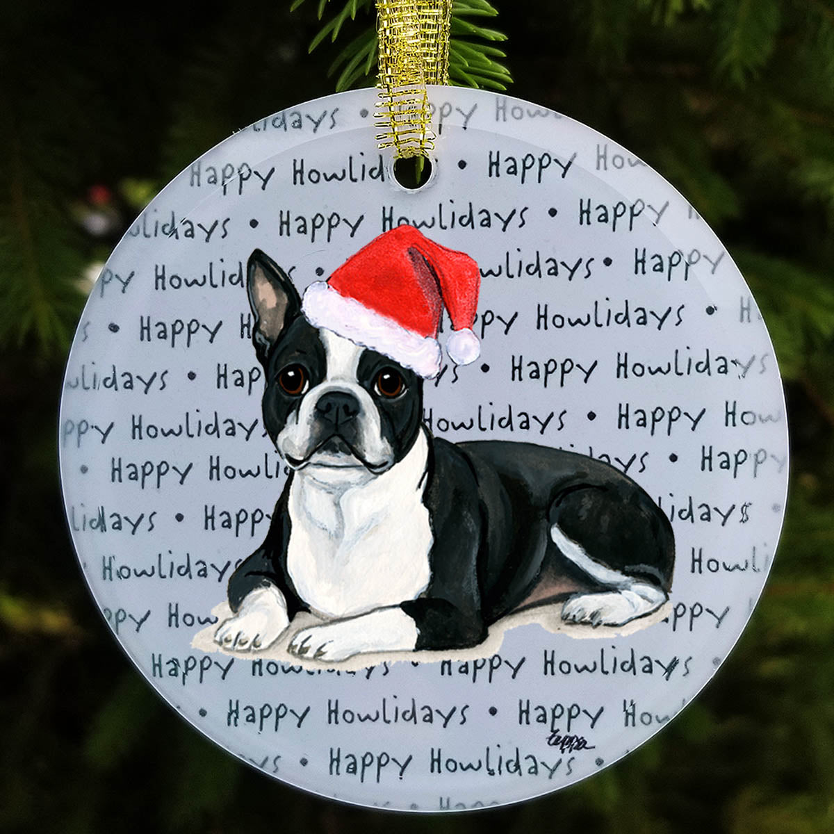 Boston Terrier Christmas Ornament
