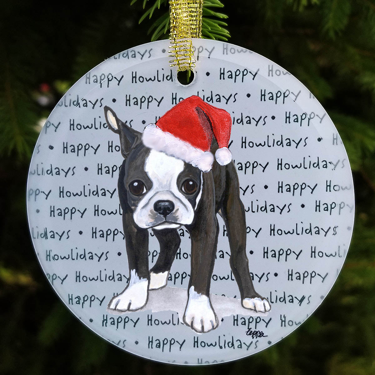 Boston Terrier Christmas Ornament