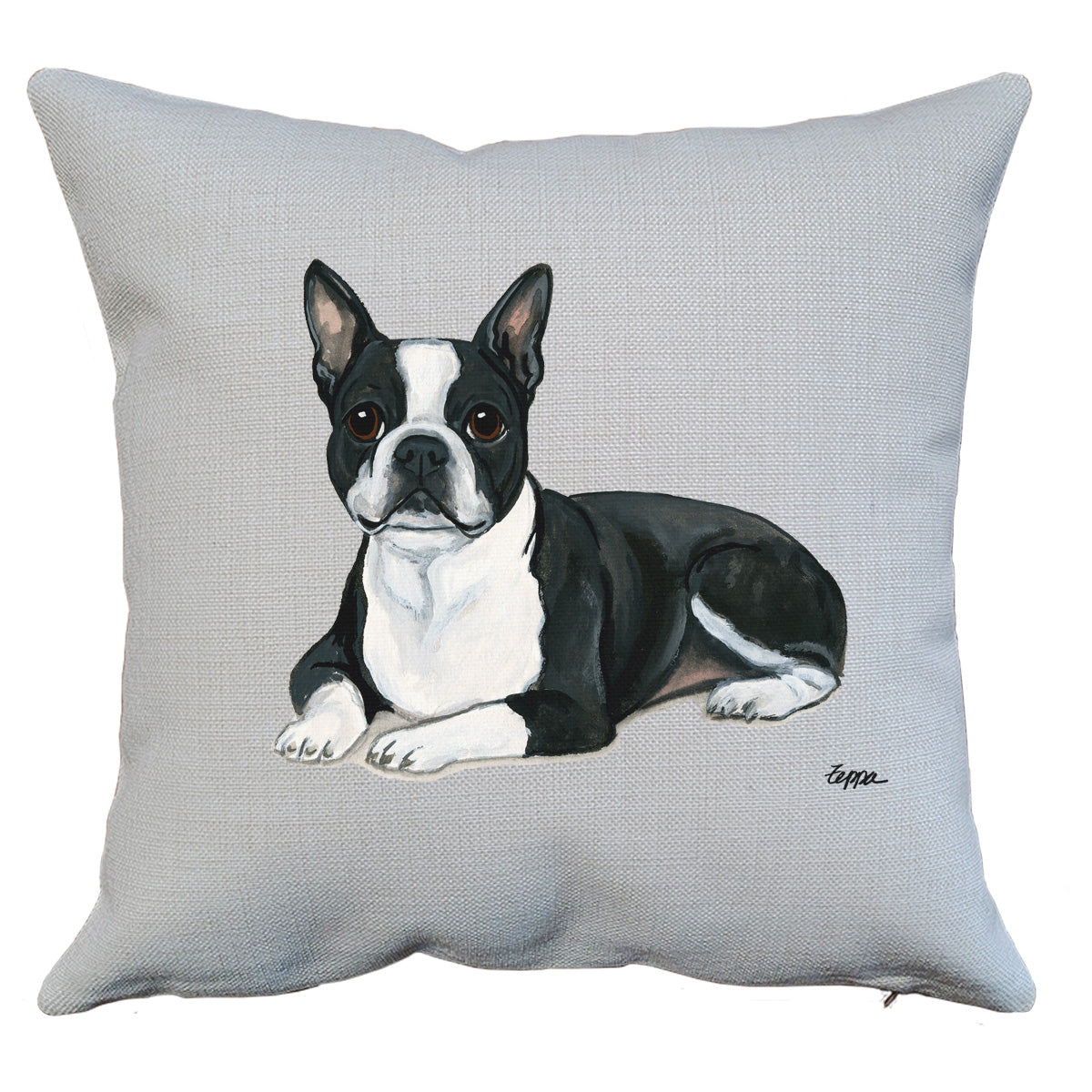 Boston Terrier Lying Down Throw Pillow