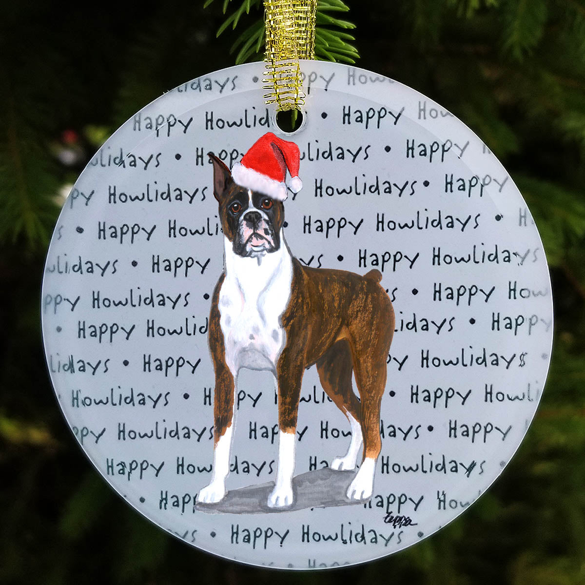 Boxer Christmas Ornament
