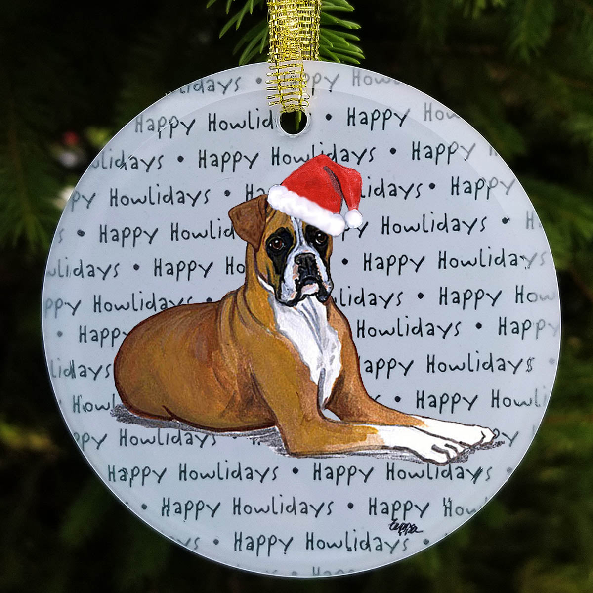 Boxer Christmas Ornament