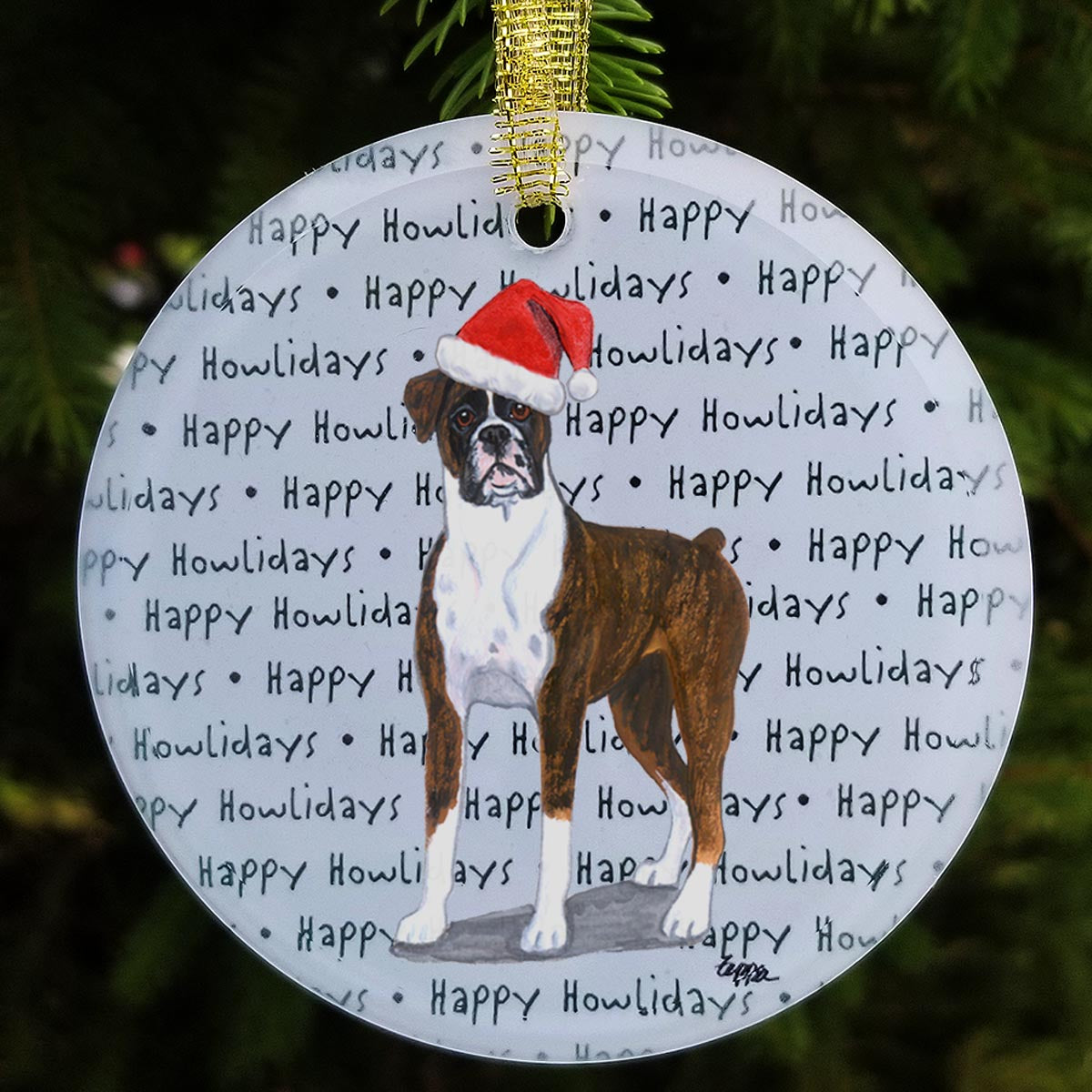 Boxer Christmas Ornament