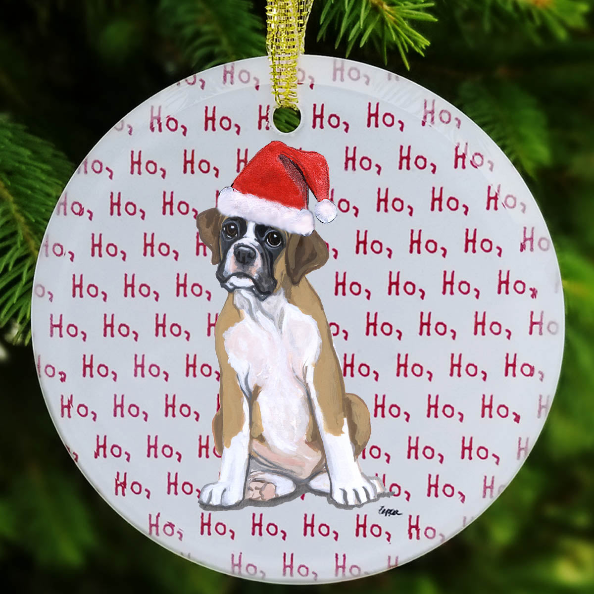 Boxer Christmas Ornament