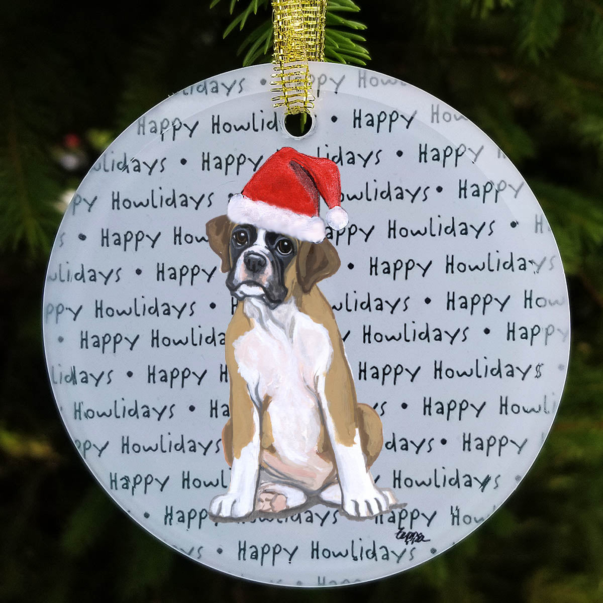 Boxer Christmas Ornament