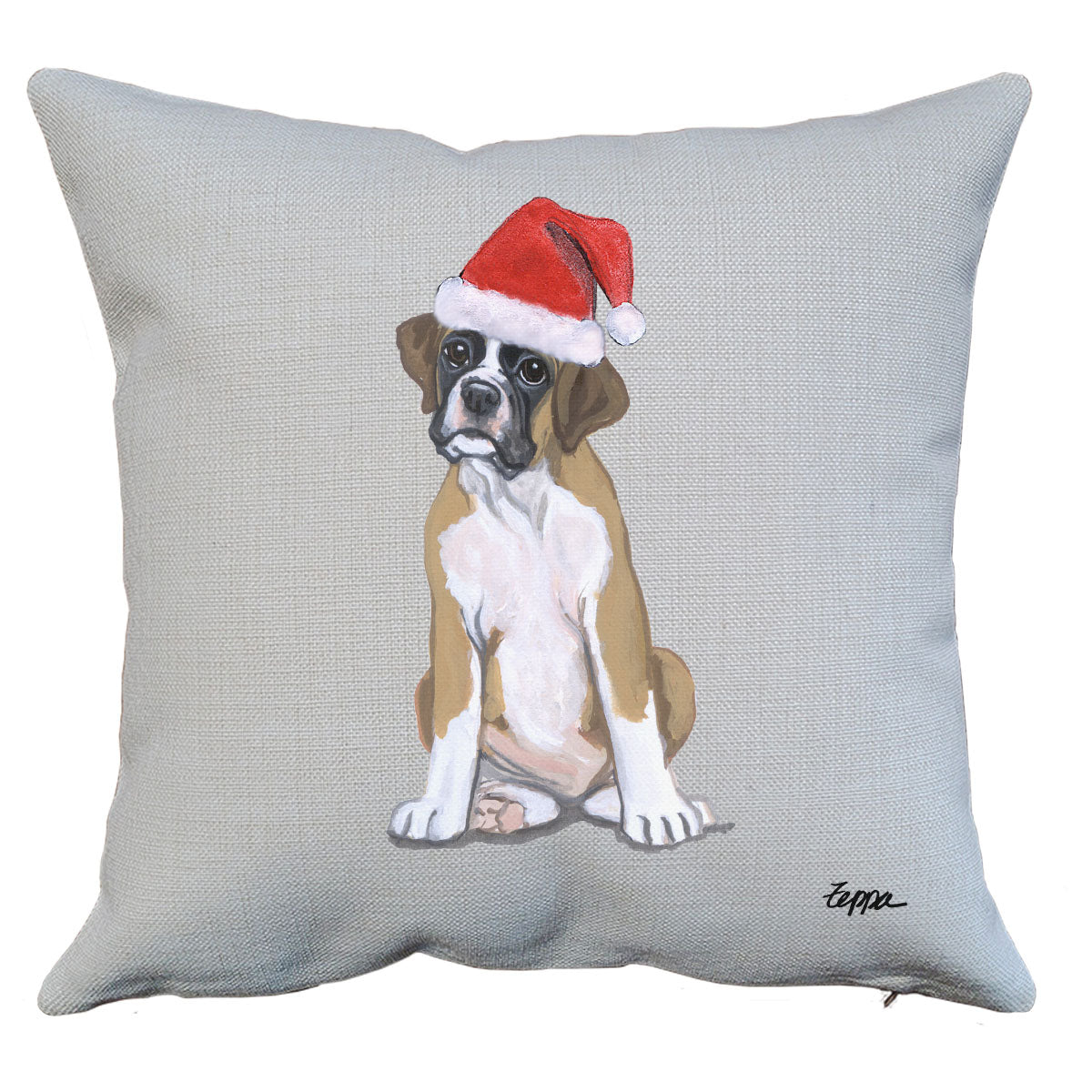 Boxer Puppy Santa Pillow
