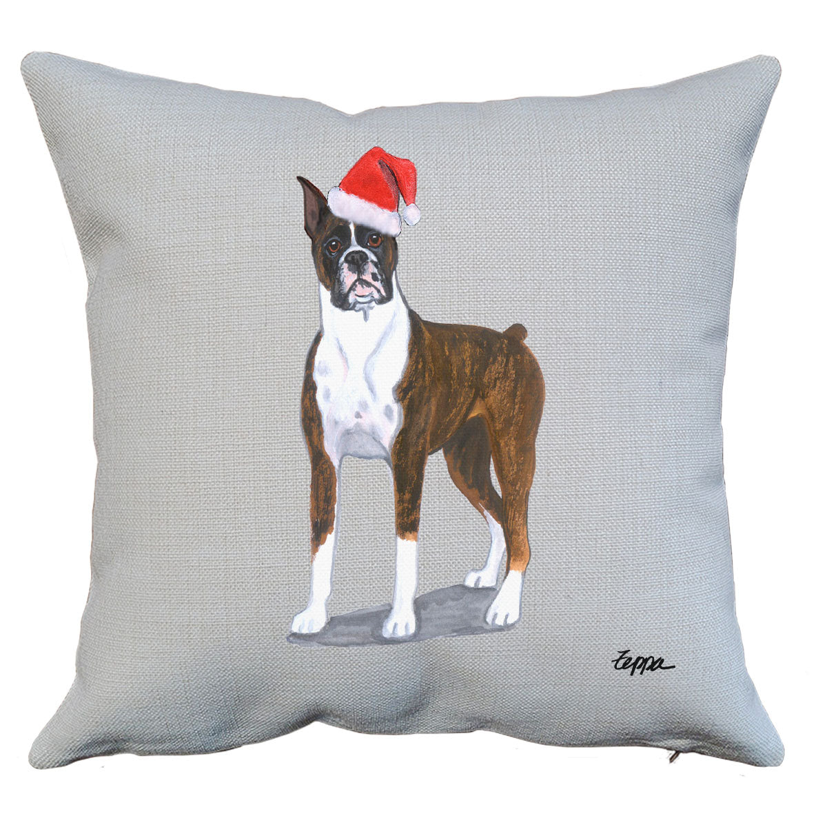 Boxer Standing Santa Pillow