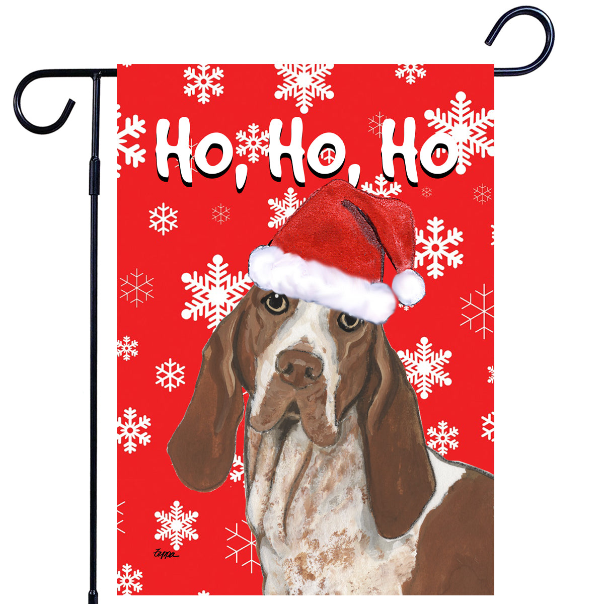Bracco Italiano HoHoHo Garden Flag in Red
