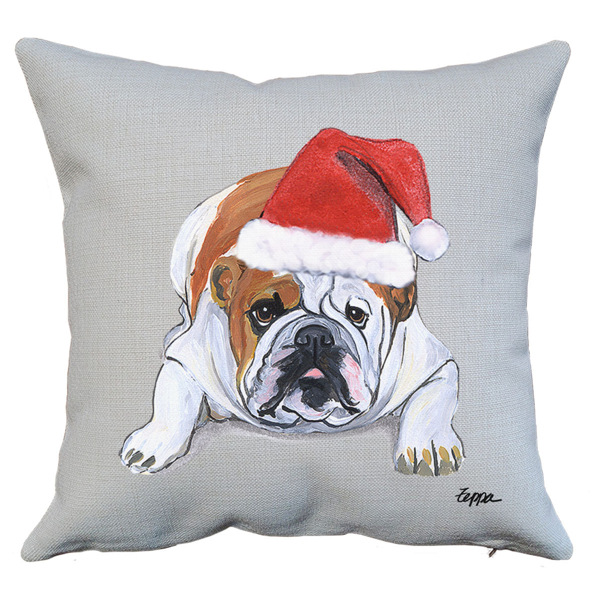 Bulldog Santa Pillow