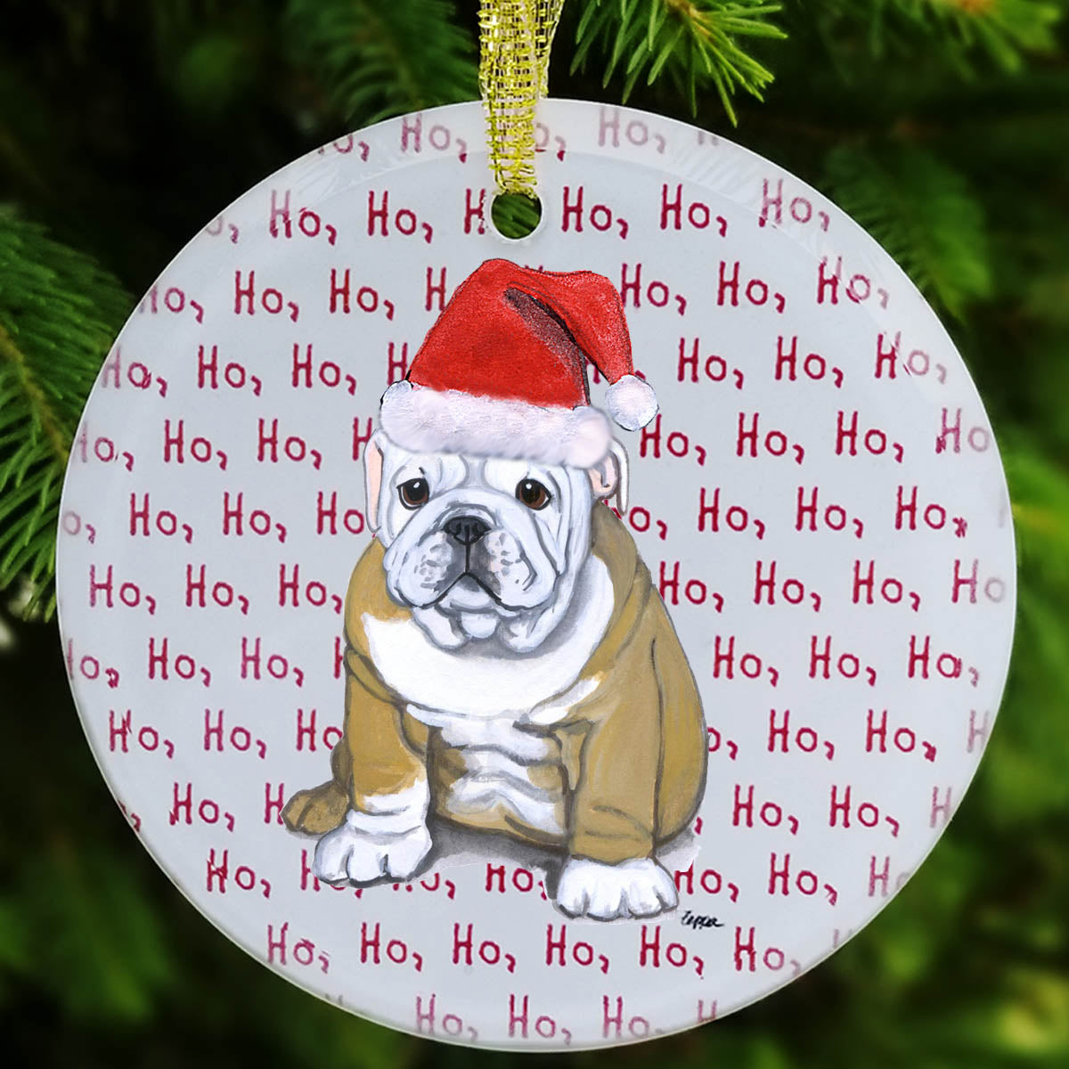 Bulldog Christmas Ornament