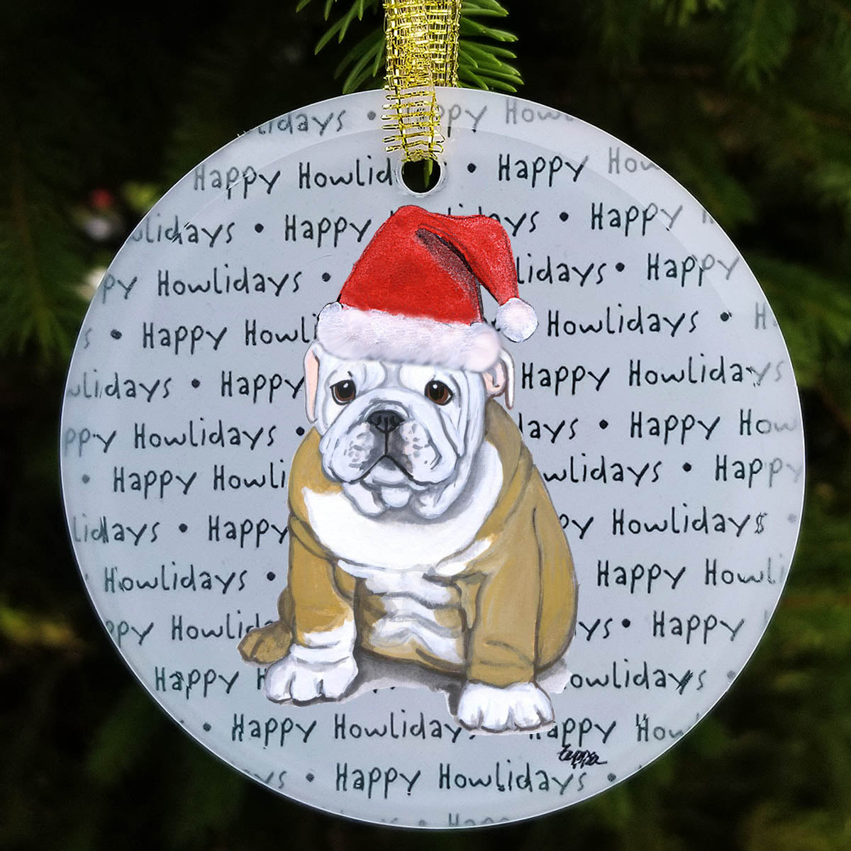 Bulldog Christmas Ornament