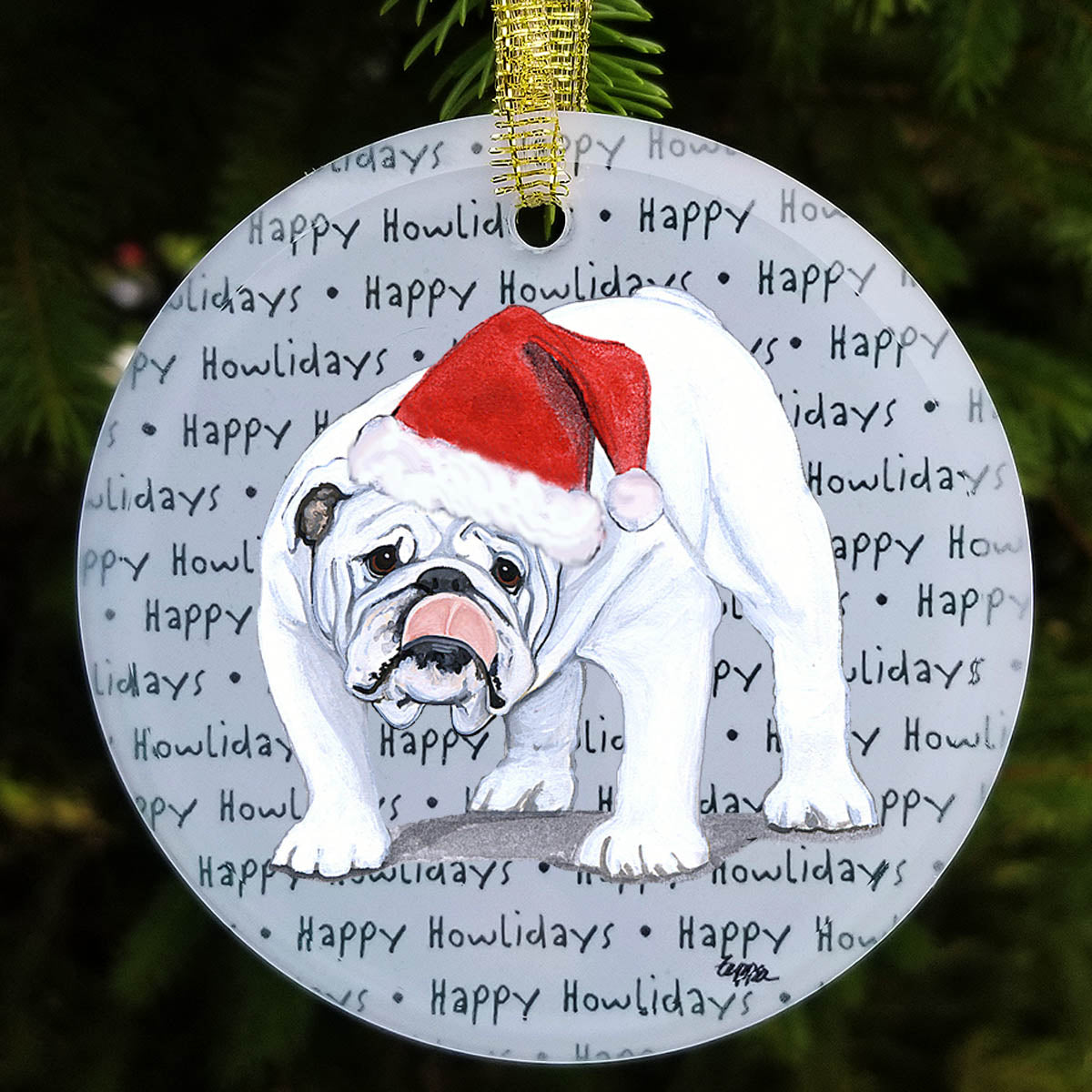 Bulldog Christmas Ornament