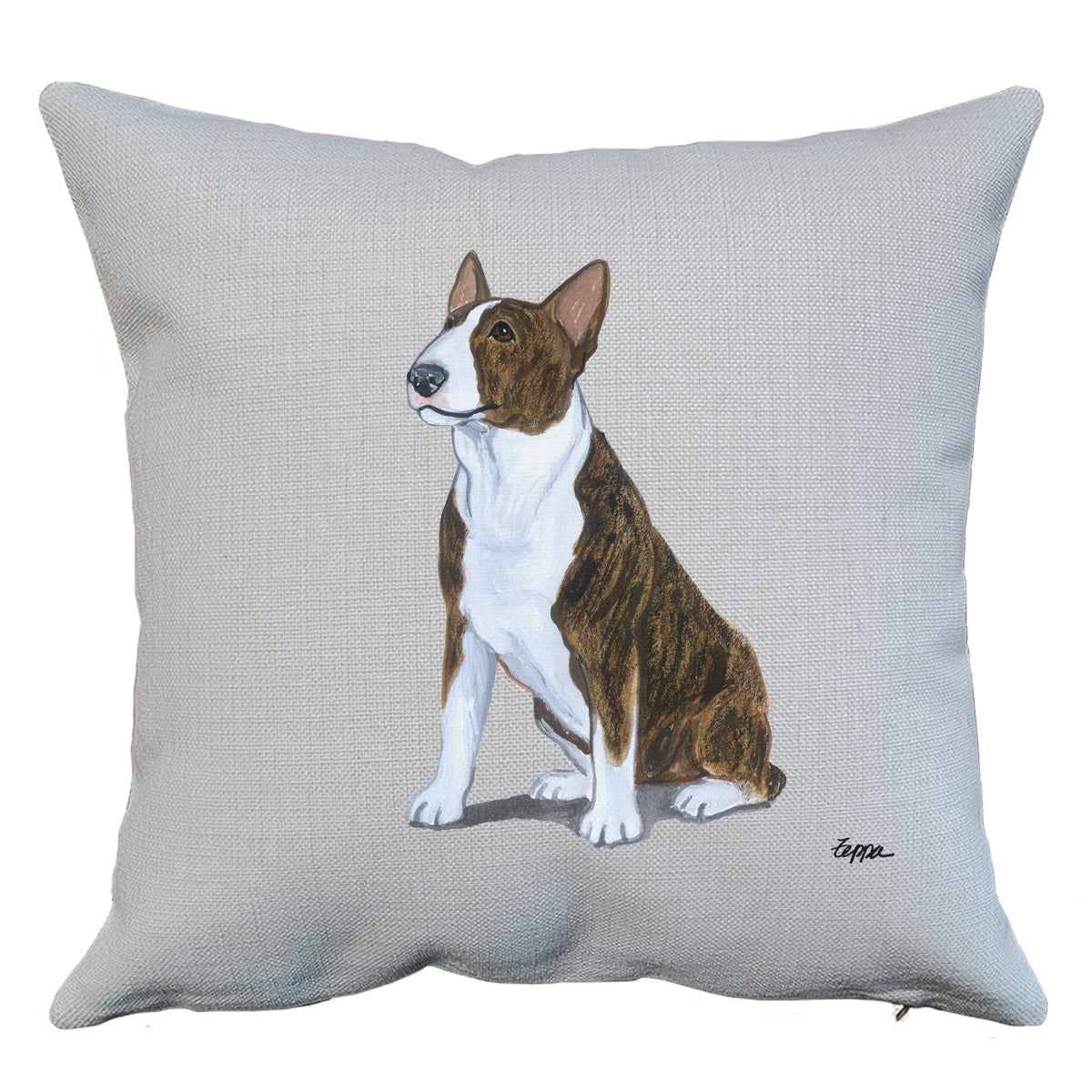 Brindle and White Bull Terrier Throw Pillow