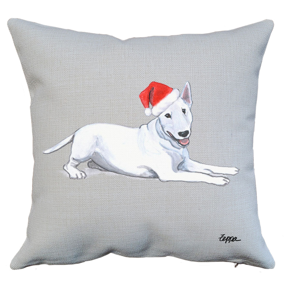 Bull Terrier Santa Pillow