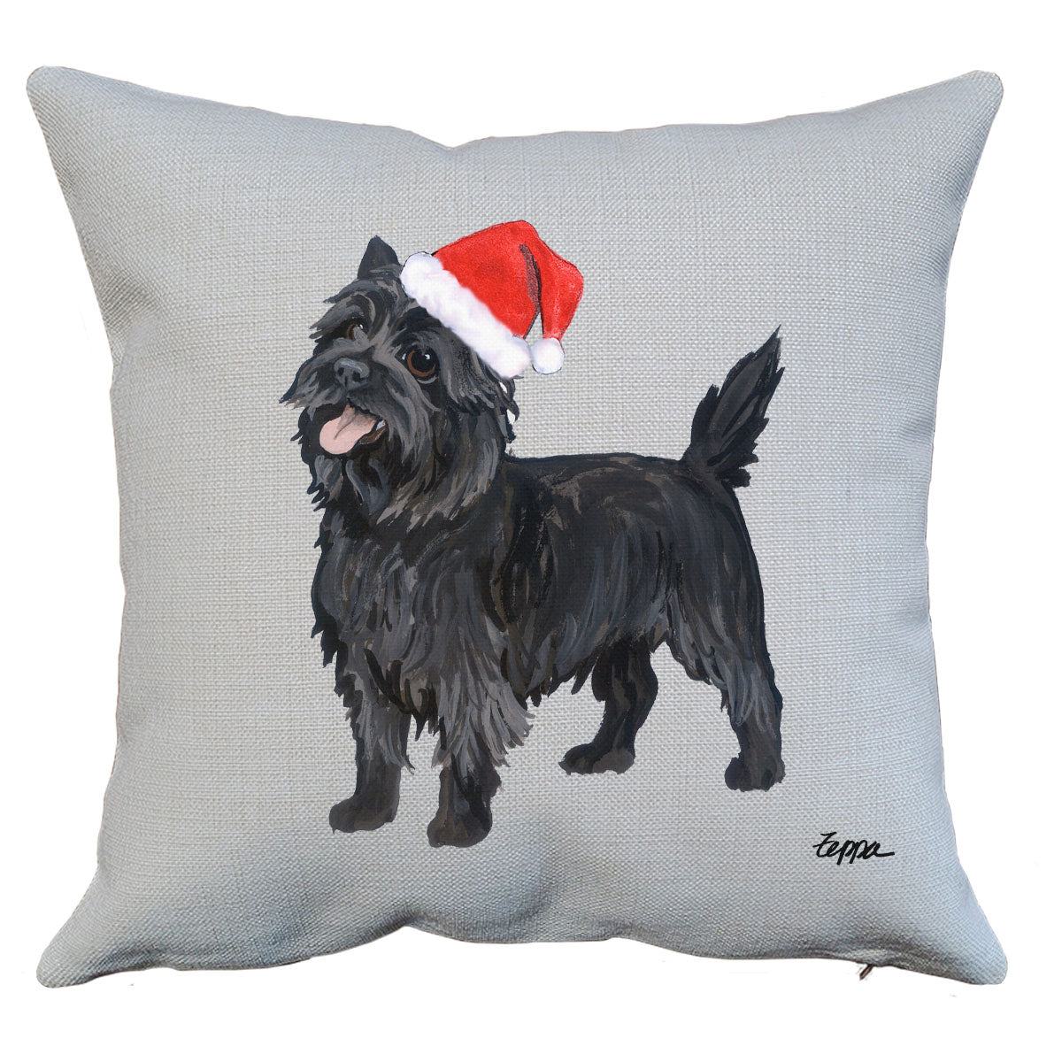 Black Cairn Terrier Santa Pillow
