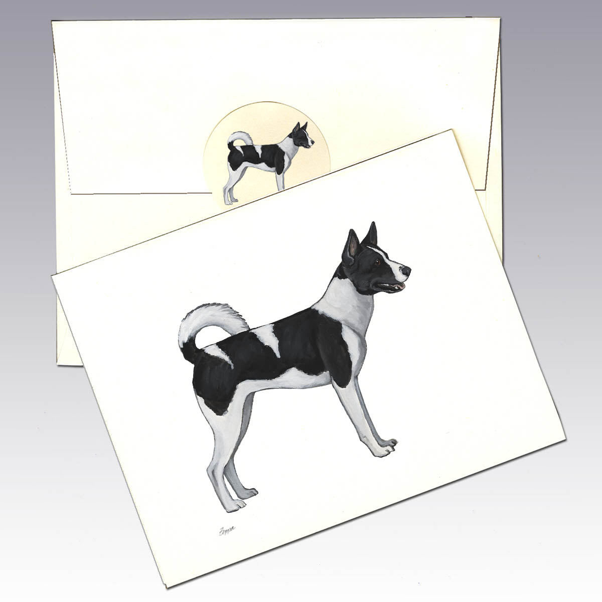 Canaan Dog Note Card with envelope and sticker