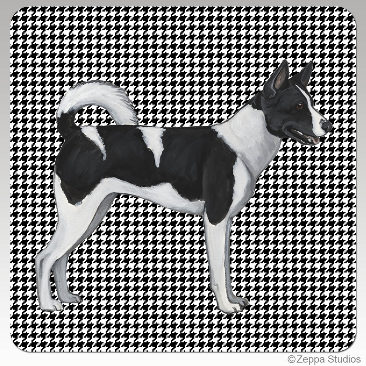 Canaan Dog houndstooth beverage coasters