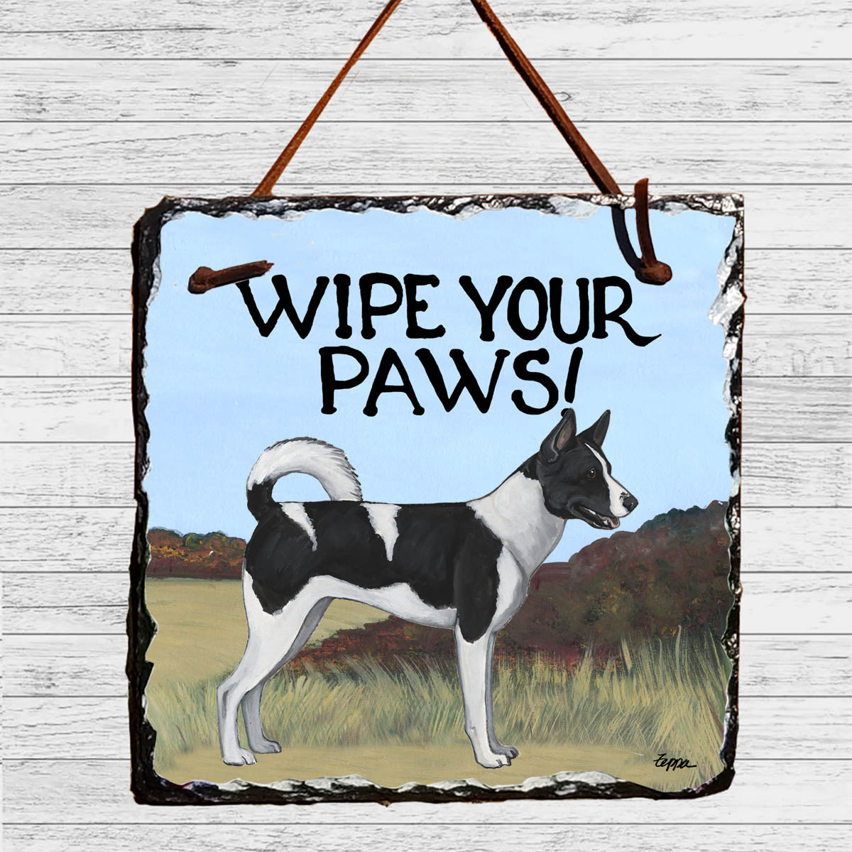 Canaan Dog Wipe Your Paws Slate Sign