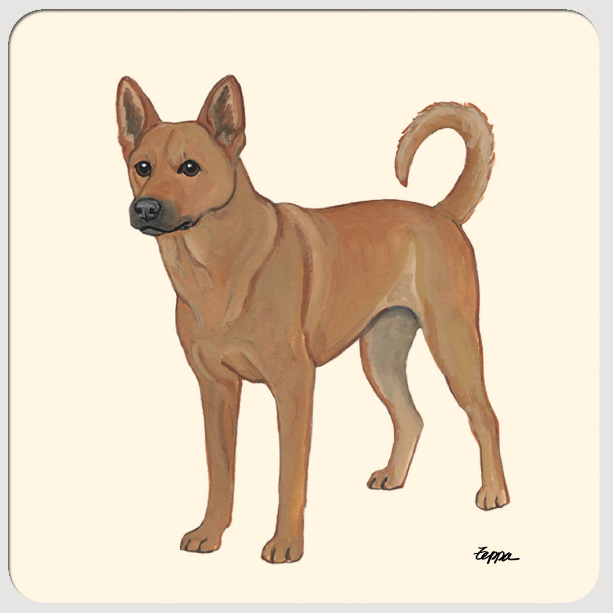 Carolina Dog design on a beige beverage coaster.