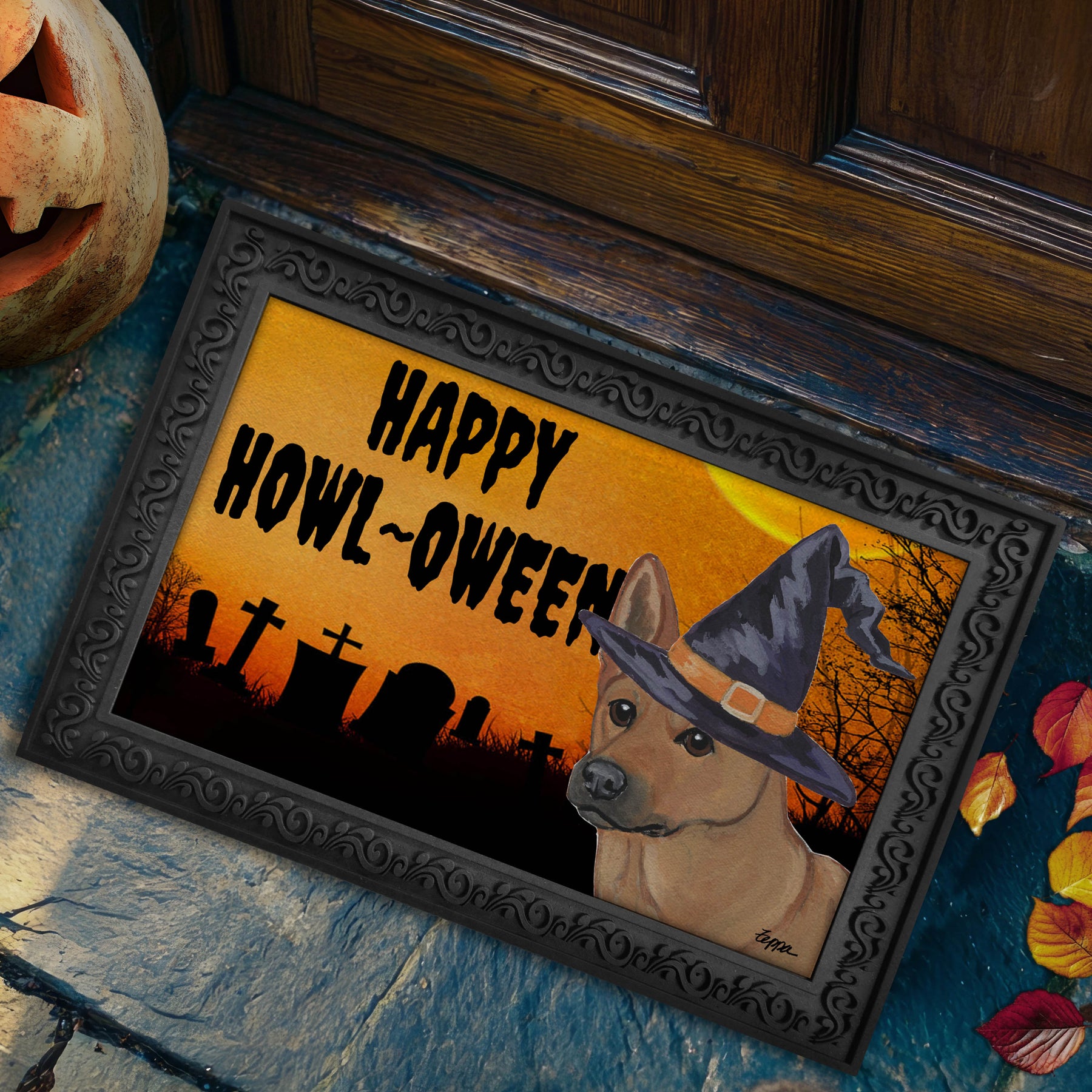 Carolina Dog Happy Halloween Door Mat