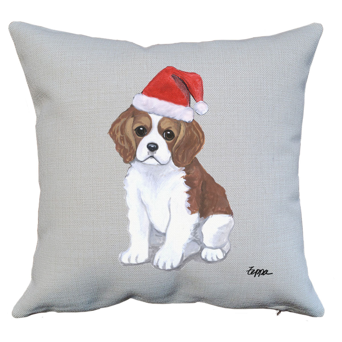 Cavalier Puppy Santa Pillow