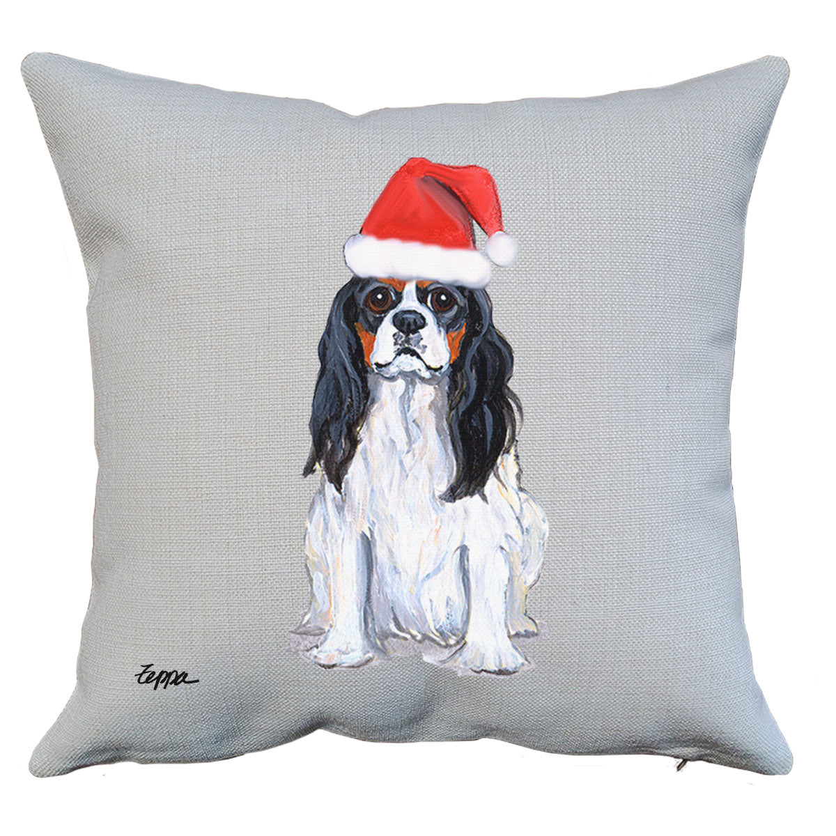 Cavalier Tri Color Santa Pillow