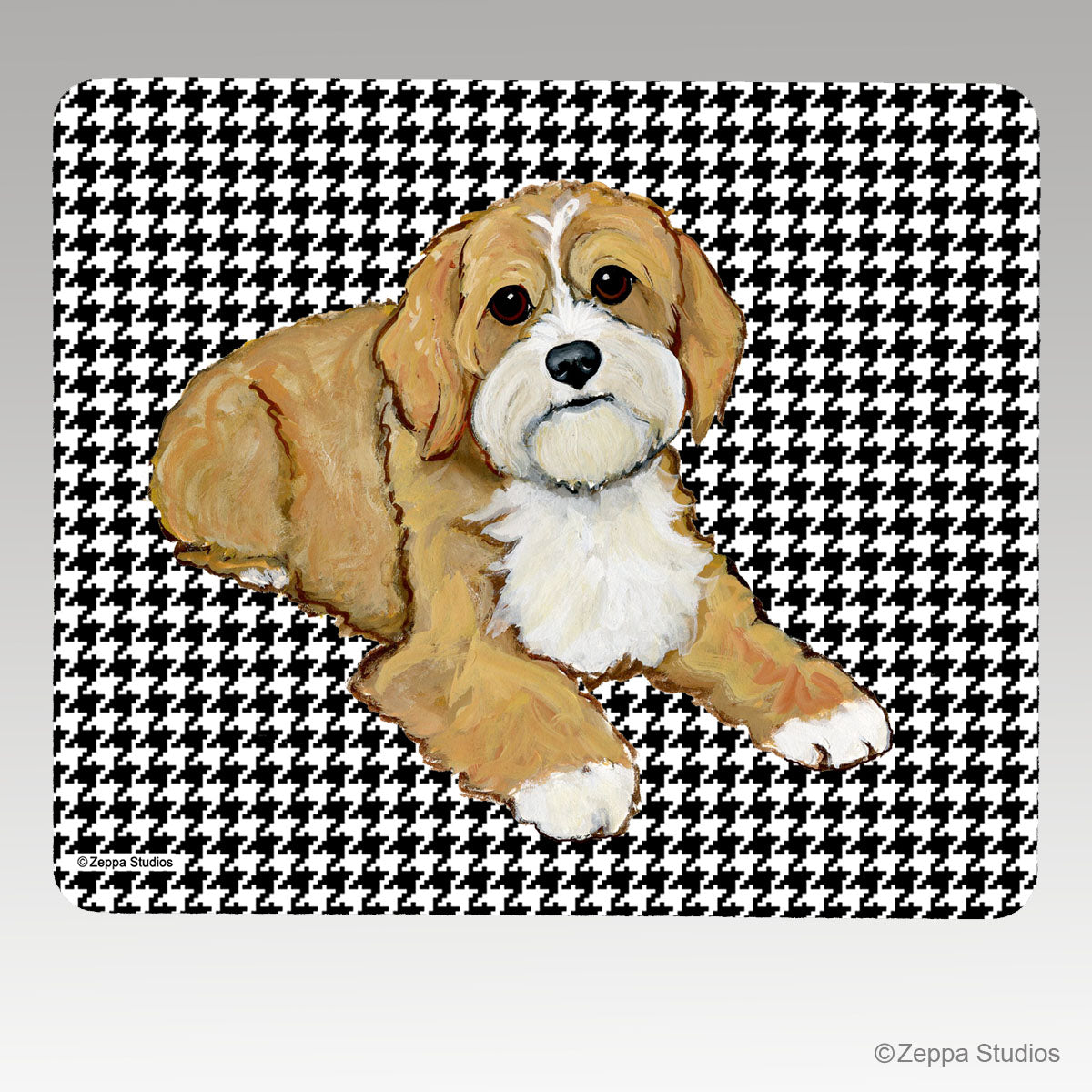 Cavapoo Houndstooth Mouse Pad