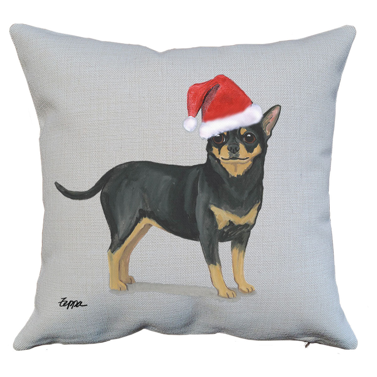 Black and Tan Chihuahua Santa Pillow