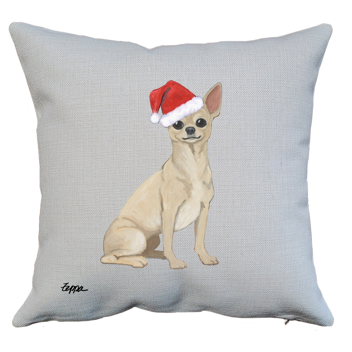 Blonde Chihuahua Santa Pillow
