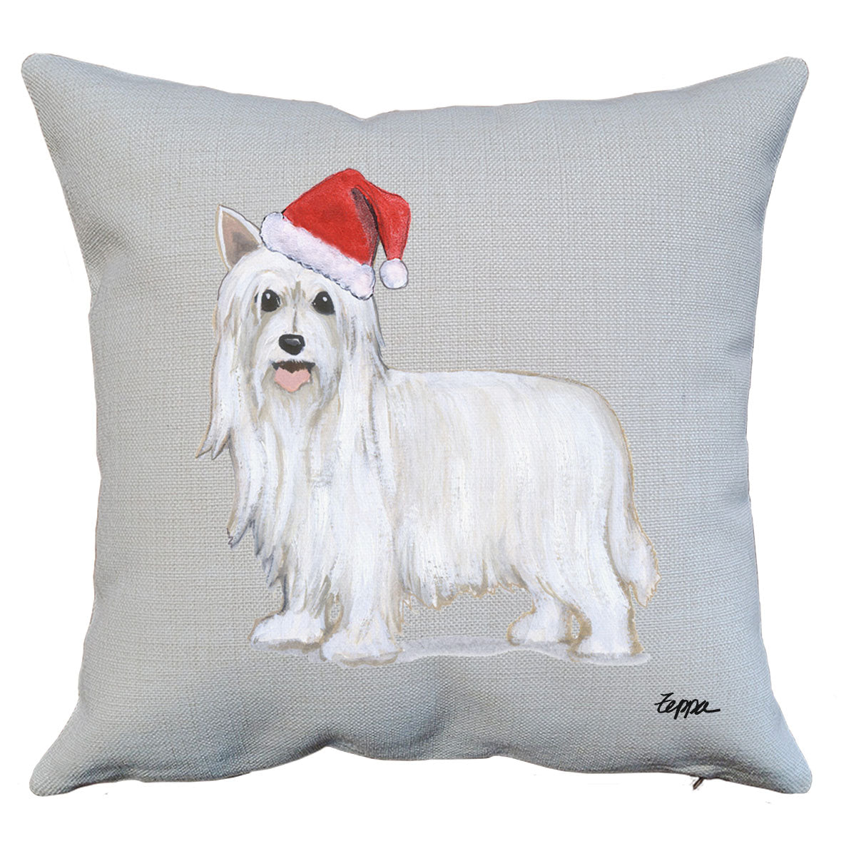 Powderpuff Chinese Crested Santa Pillow