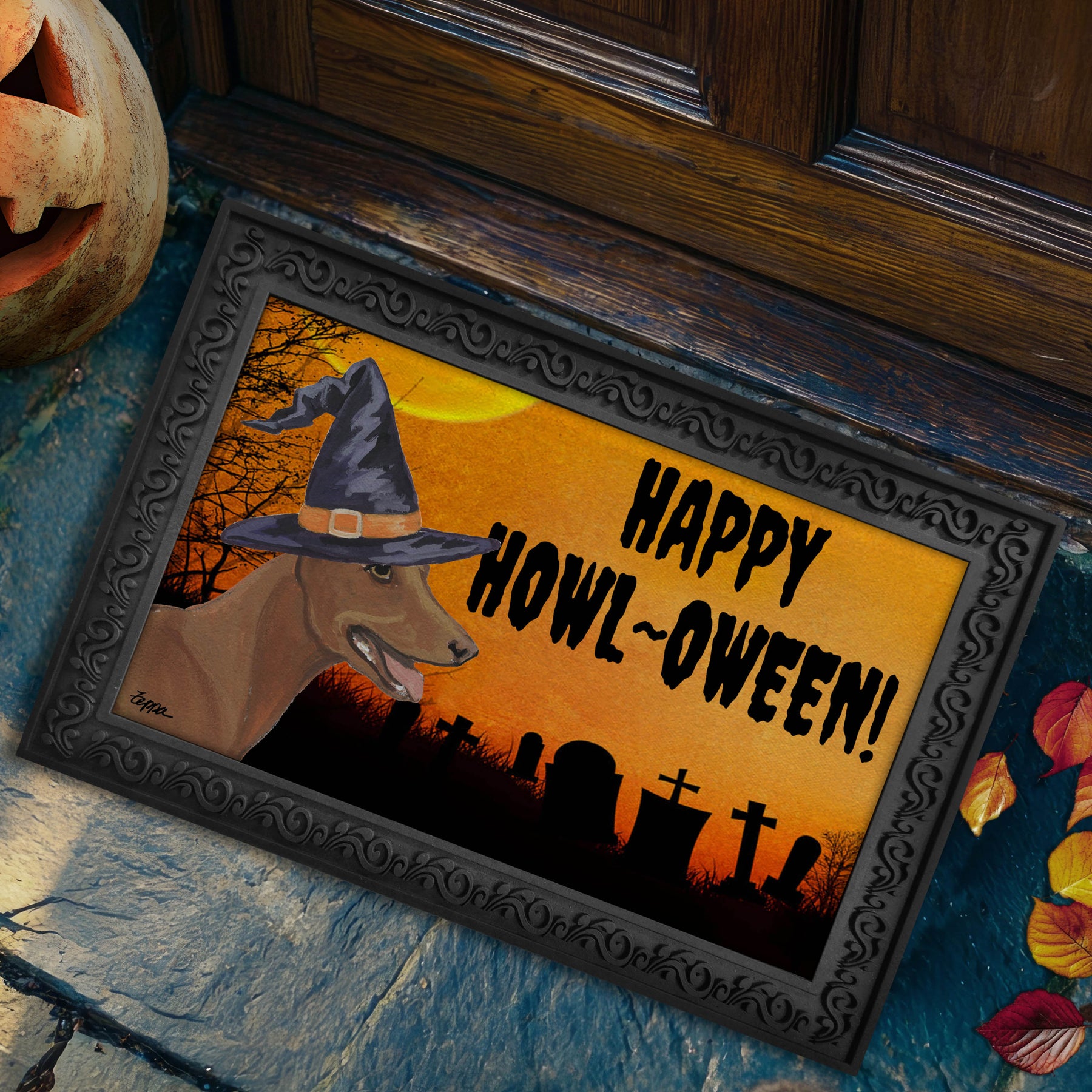 Cirneco dell'Etna Happy HOWLoween Doormat