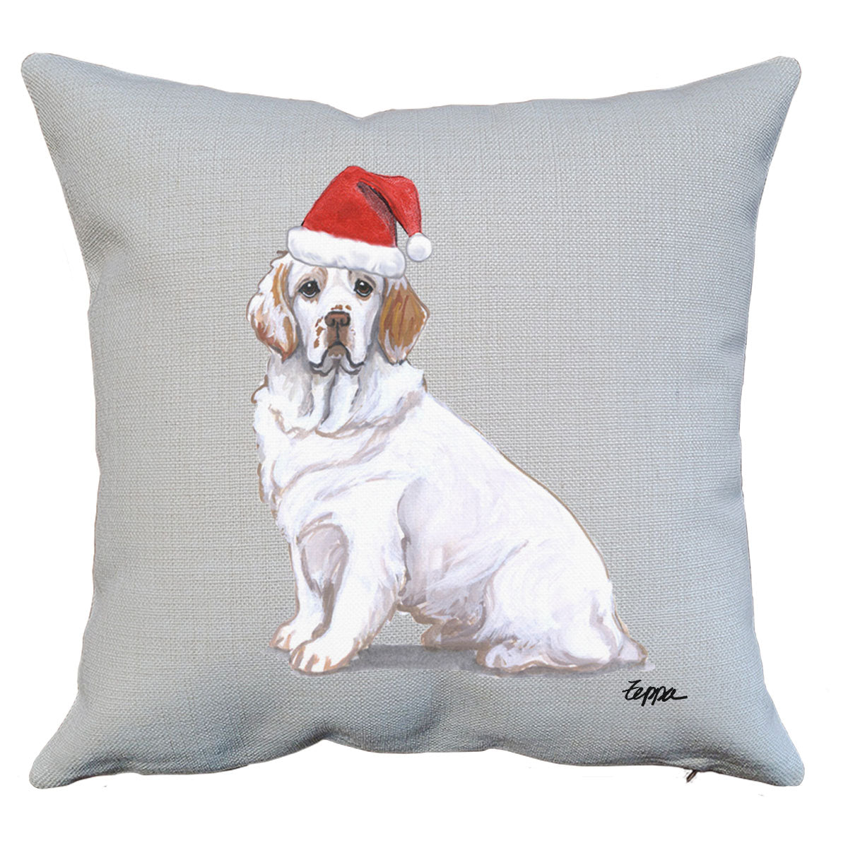 Clumber Spaniel Santa Pillow