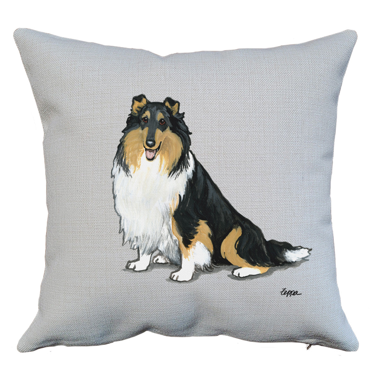 Tri Rough Collie Throw Pillow