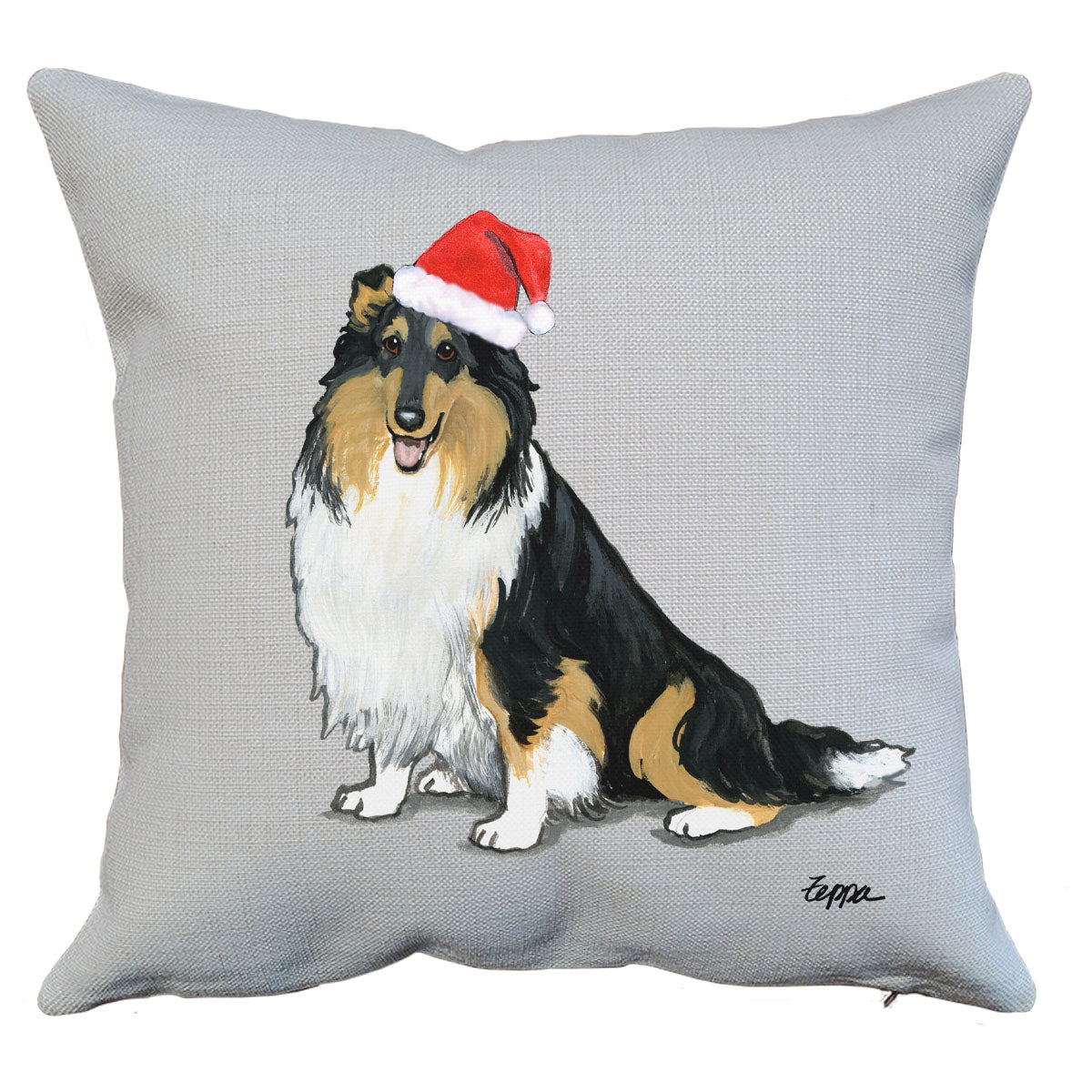 Tri Collie Santa Pillow