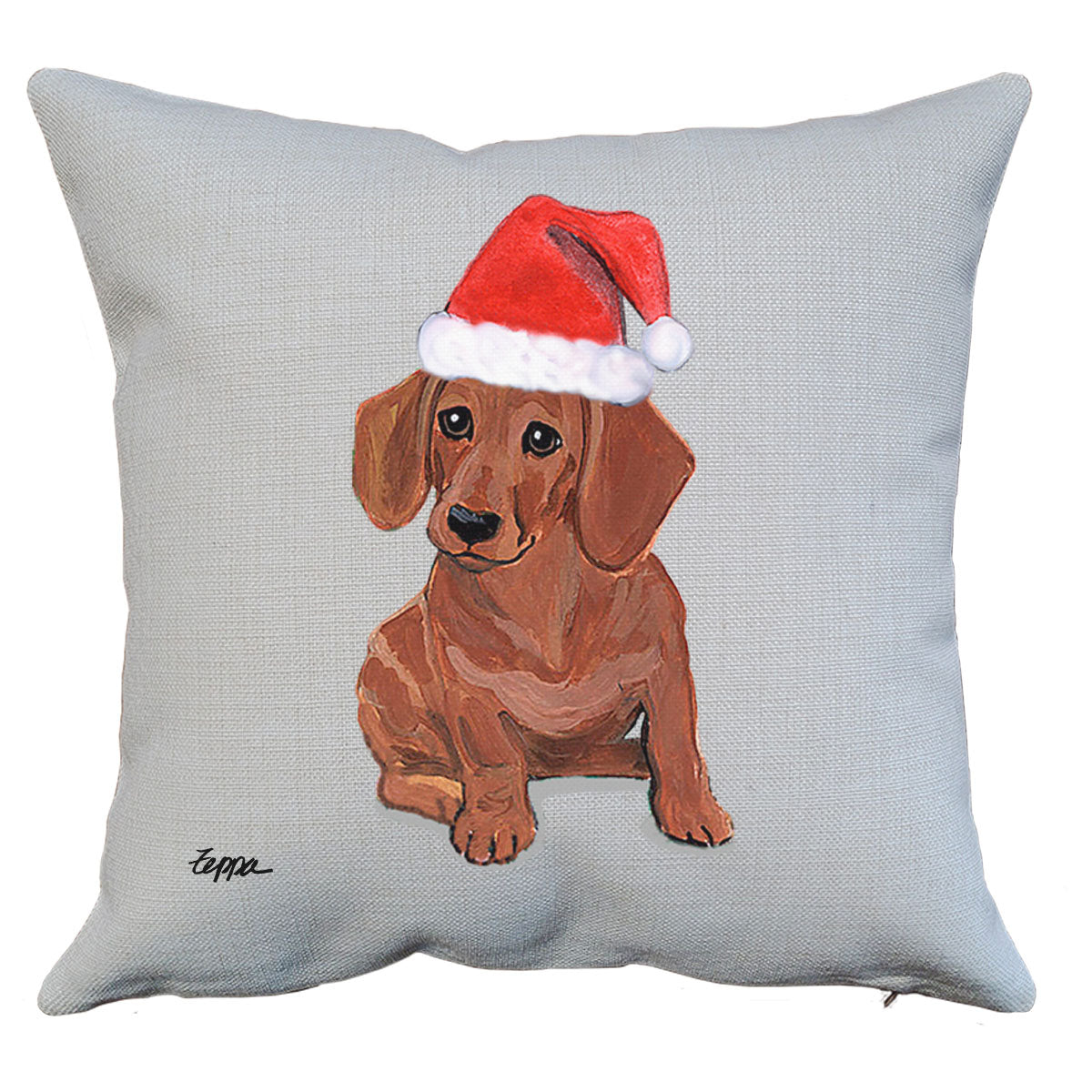 Red Dachshund Santa Pillow
