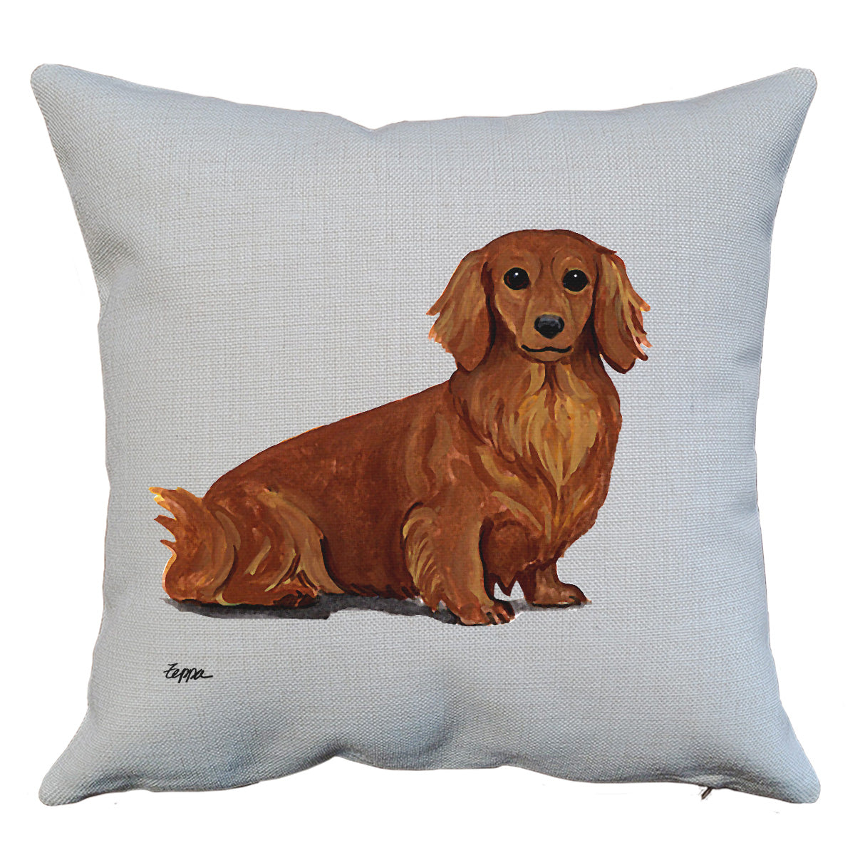 Longhair Red Dachshund Throw Pillow