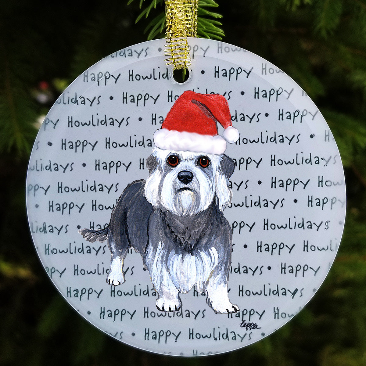 Dandi Dinmont Terrier Christmas Ornament