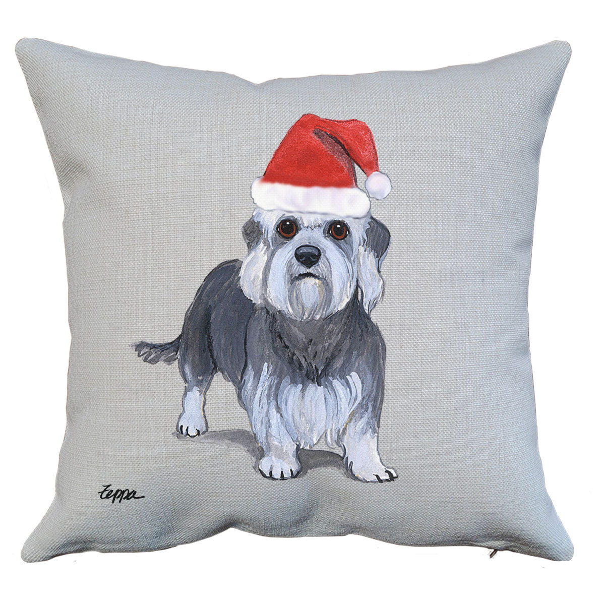 Dandi Dinmont Terrier Santa Pillow