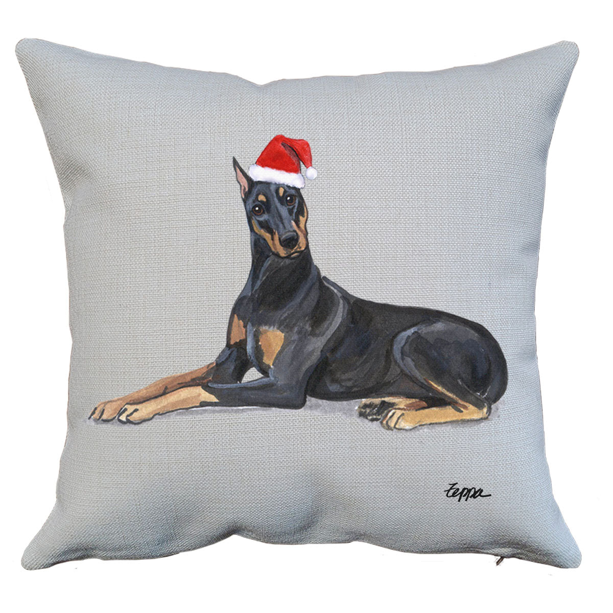 Doberman Santa Pillow