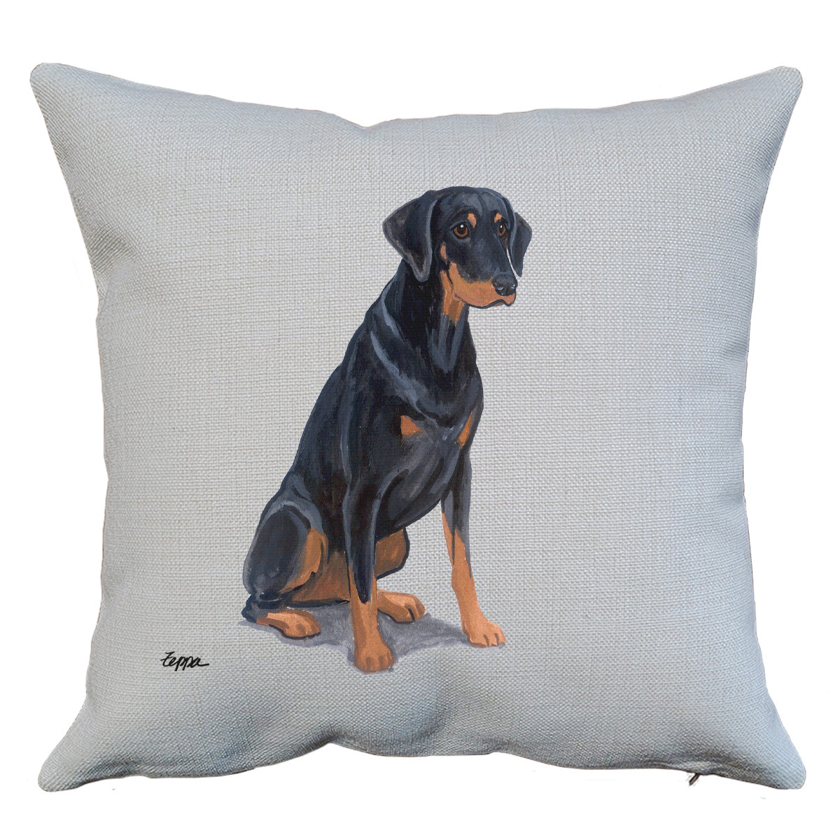 Doberman with Natural Ears Throw Pillow