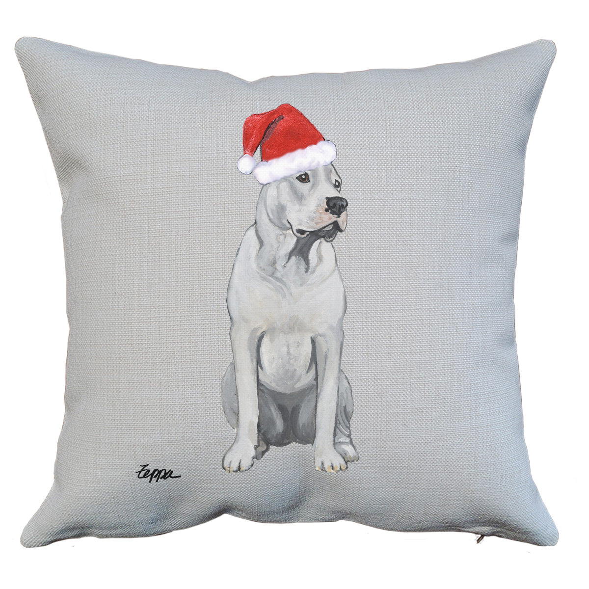 Dogo Argentino Santa Pillow